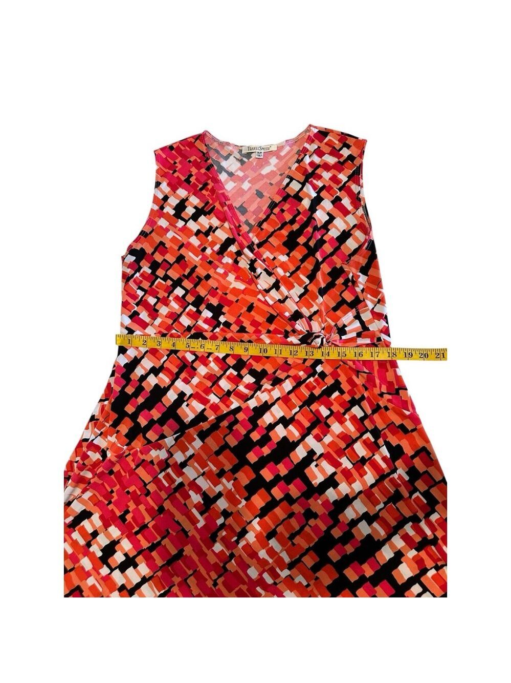 Travel Smith Surplice Bodice Sleeveless Shift Dress Womens XLP PETITE Geometric - Picture 13 of 17